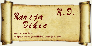 Marija Dikić vizit kartica